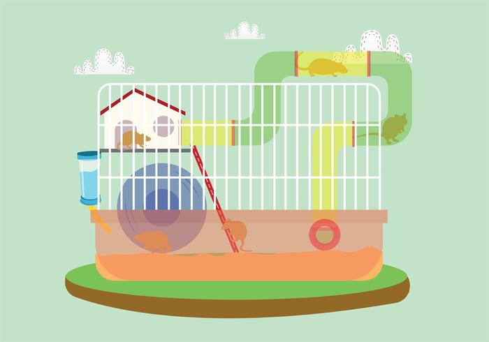700x490 Gerbil In The Cage Vector Art