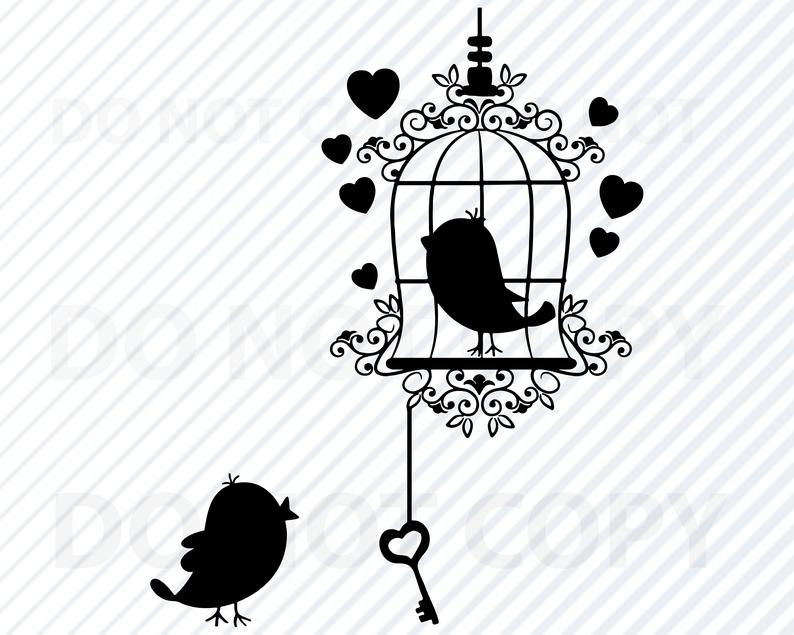 794x635 Love Birds Bird Cage Vector Images Clipart Etsy