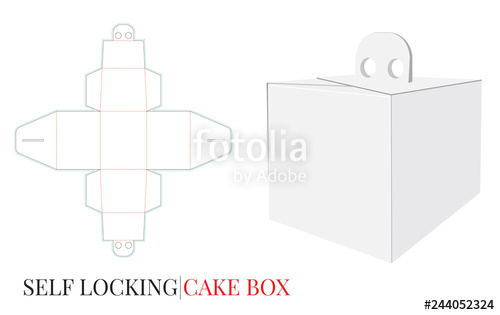 500x315 Cake Box With Handle Template, Vector With Die Cut Laser Cut