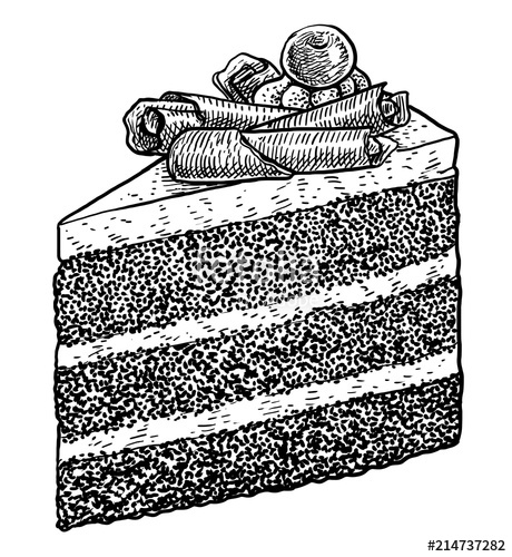 Chocolate Cake Slice Illustration, Drawing, Engraving, Ink, Line 460x500 Chocolate Cake Slice Illustration, Drawing, Engraving, Ink, Line
