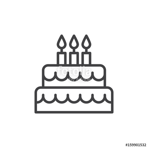 Birthday Cake Line Icon, Outline Vector Sign, Linear Style 500x500 Birthday Cake Line Icon, Outline Vector Sign, Linear Style