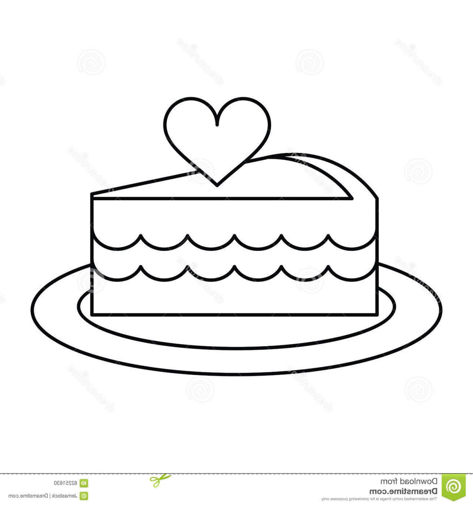 1560x1668 Stock Illustration Delicious Cake Love Heart Outline Vector