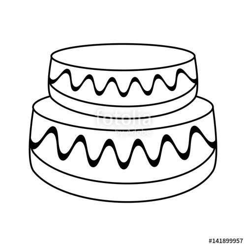 500x500 Wedding Cake Dessert Outline Vector Illustration Stock