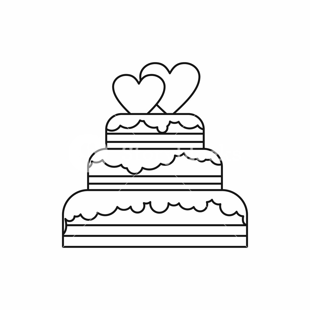1000x1000 Wedding Cake Icon In Outline Style Isolated On White Background