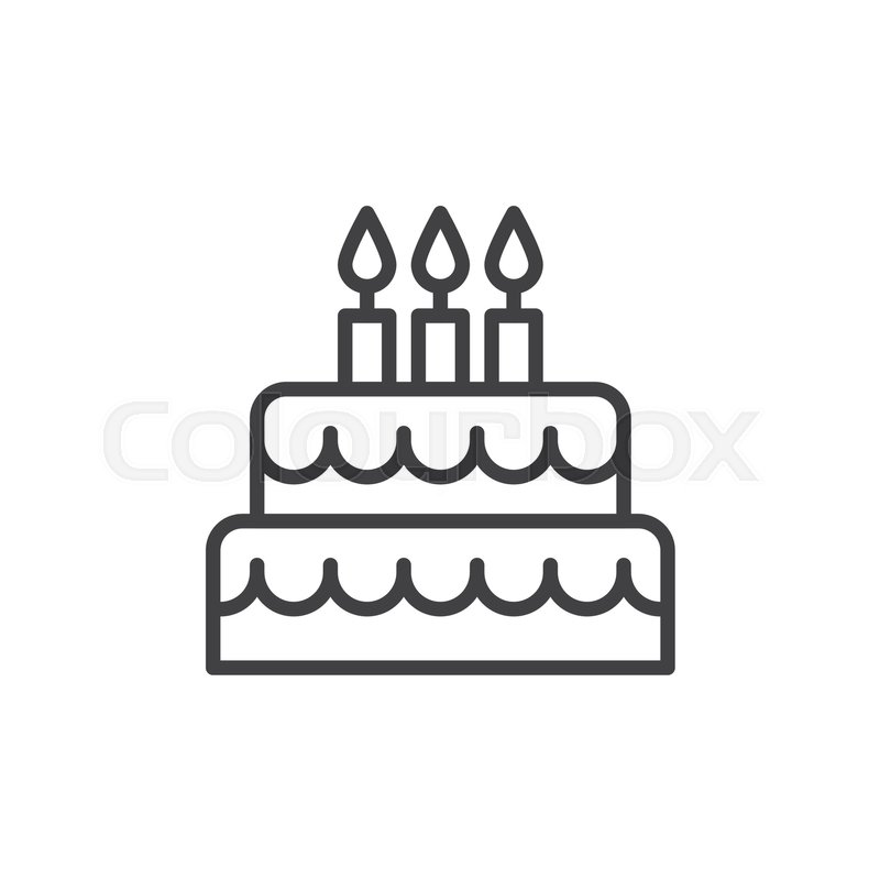 800x800 Birthday Cake Line Icon, Outline Stock Vector Colourbox