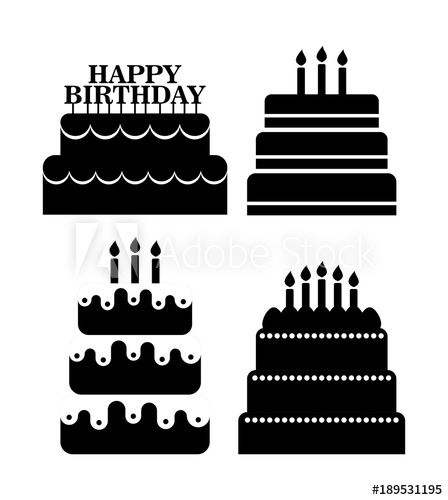 448x500 Cake Birthday Cake Icon Set Of Different Silhouettes Cakes