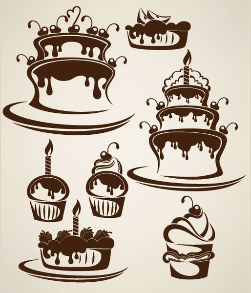 514x600 Cartoon Cake Illustration Silhouette Vector Free Vector
