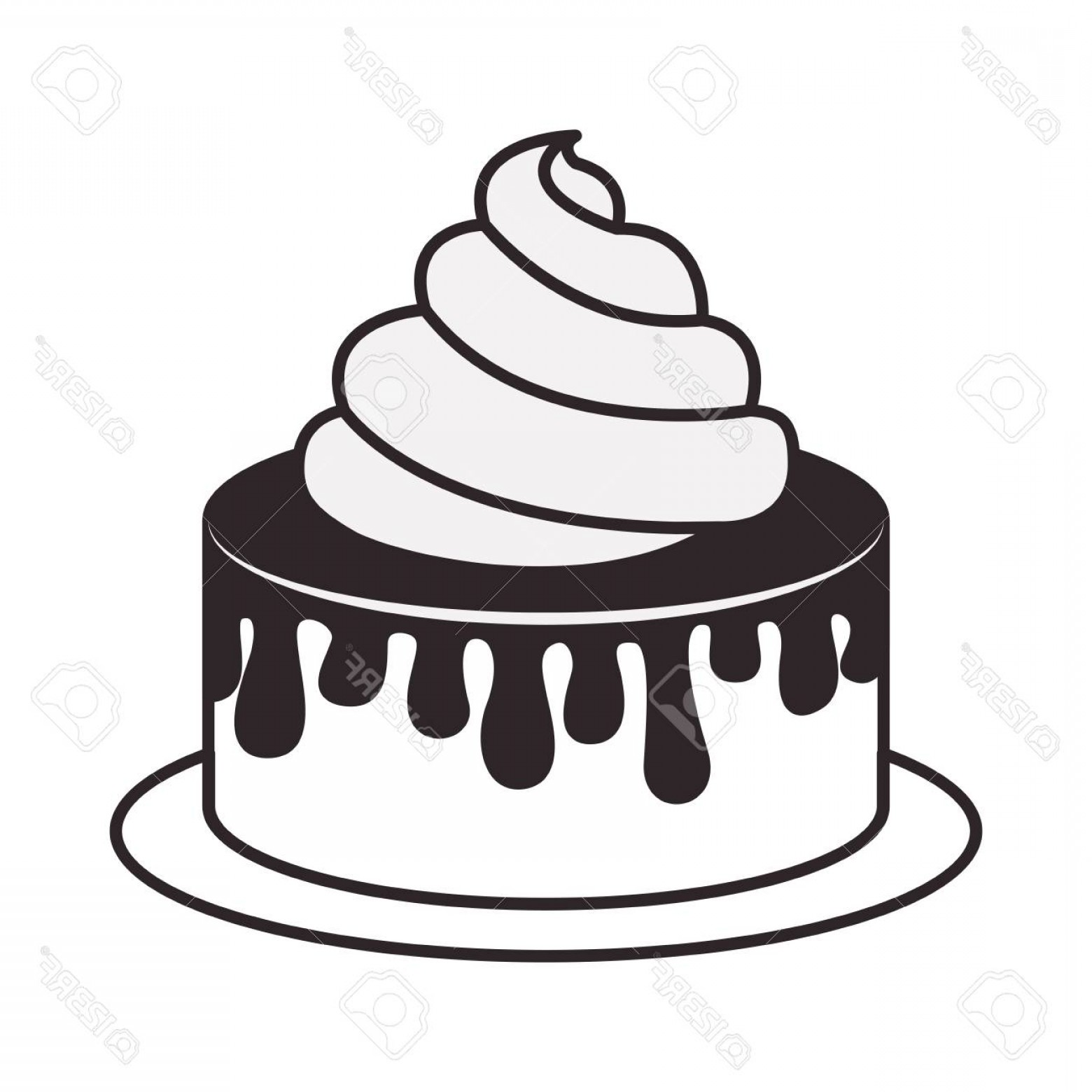1560x1560 Photostock Vector Silhouette Of Birthday Sweet Cake Dessert Over