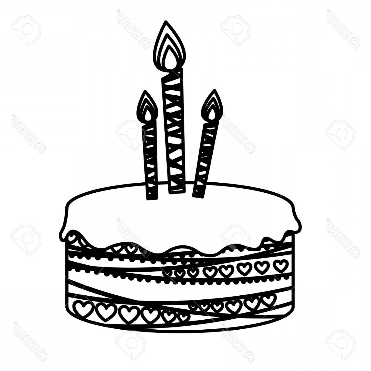 1560x1560 Photostock Vector Silhouette Picture Birthday Cake With Candles