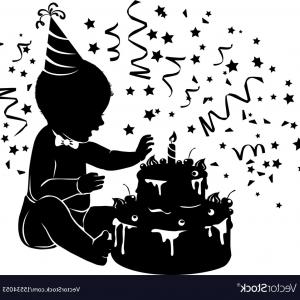 300x300 Silhouette Baby With Birthday Cake With Candle Vector Hoodamathrun