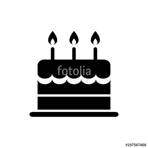 500x500 Birthday Cake Icon Silhouette Isolated Vector Stock Image