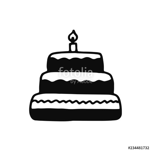 500x500 Cake Silhouette Vector Icon Isolated Object Stock Image