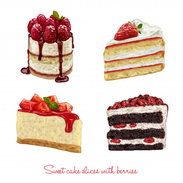 626x626 Hand Drawn Beautiful Cake Slices Vector Premium Download