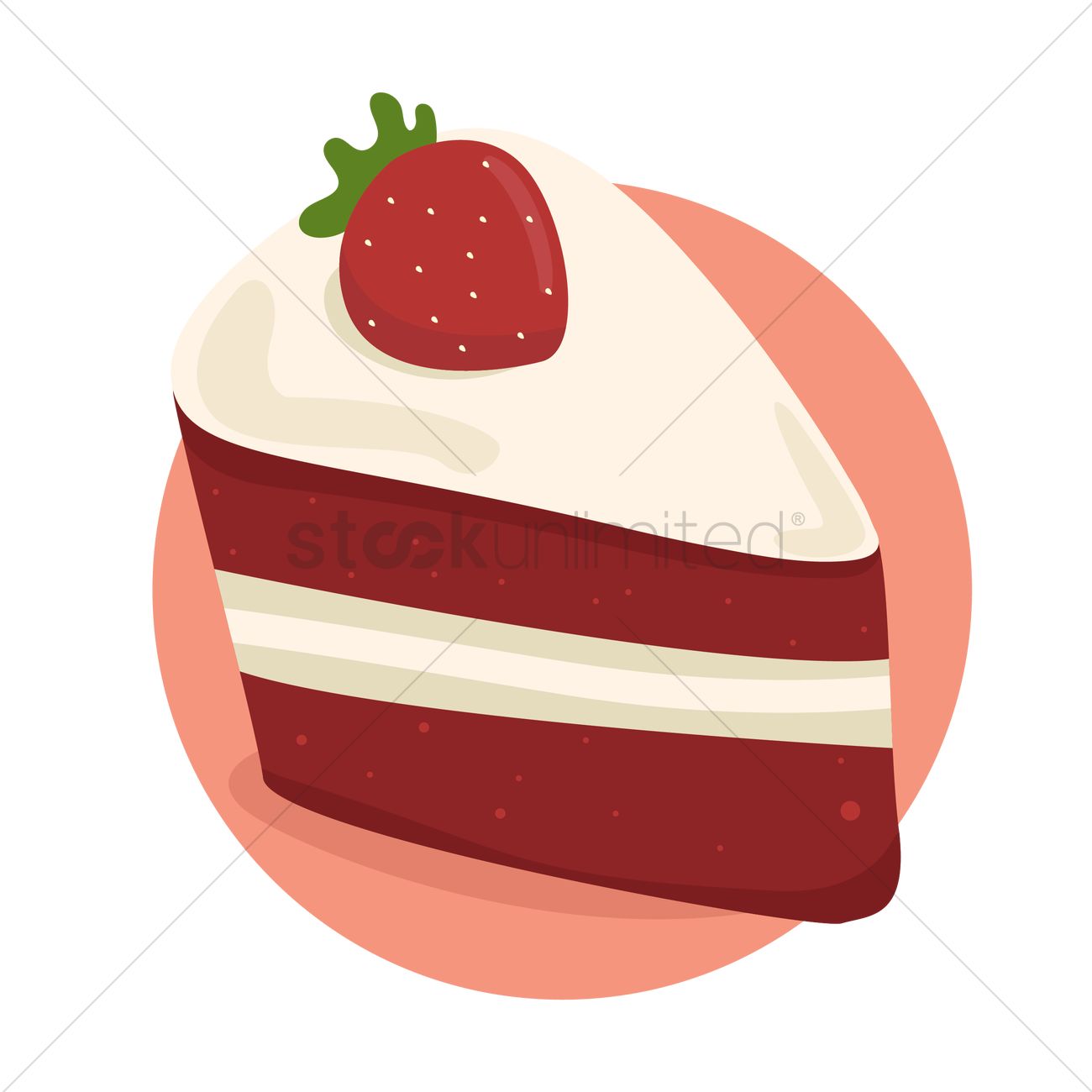 1300x1300 Strawberry Cake Slice Vector Image