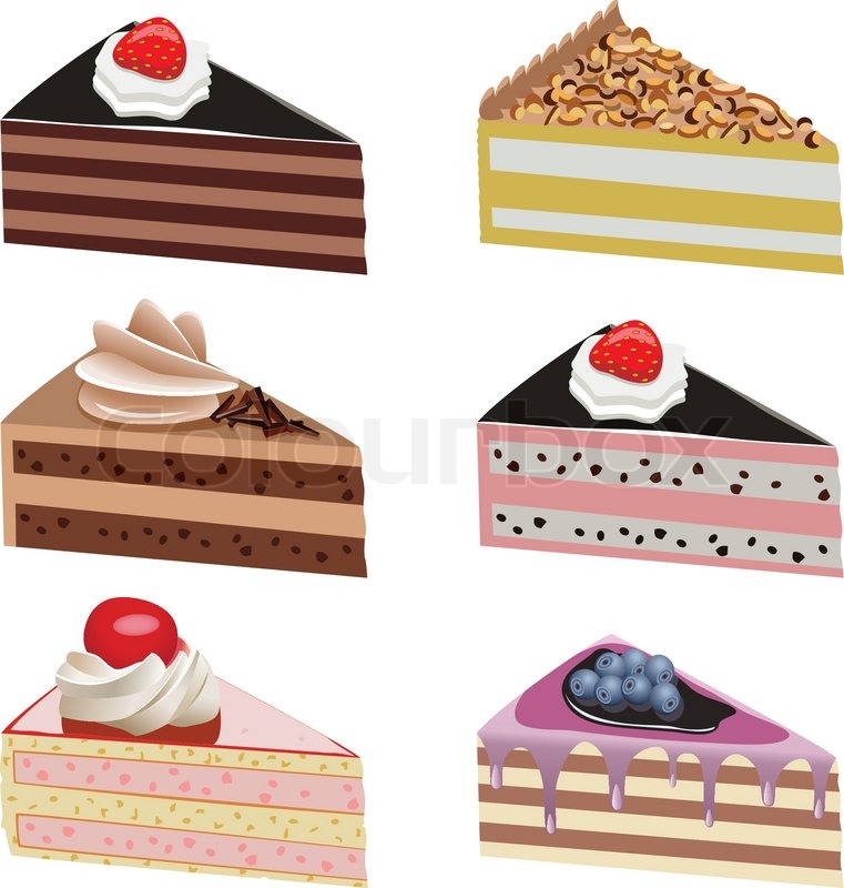 761x800 Vector Cake Slices With Fruits And Stock Vector Colourbox