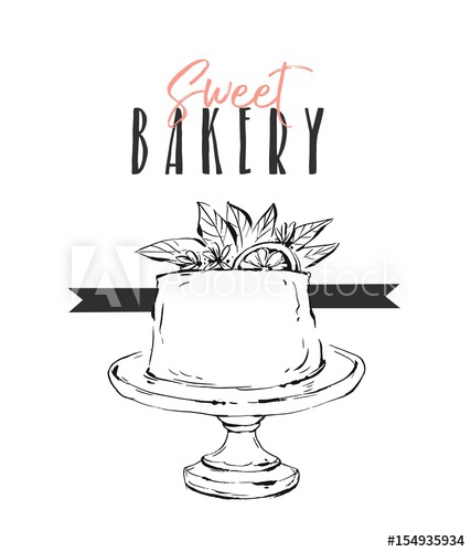 427x500 Hand Drawn Vector Abstract Unusual Sweet Bakery Card Template