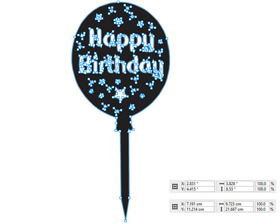 570x456 Happy Birthday Balloon Cake Topper Template, Decor For Cake, Laser