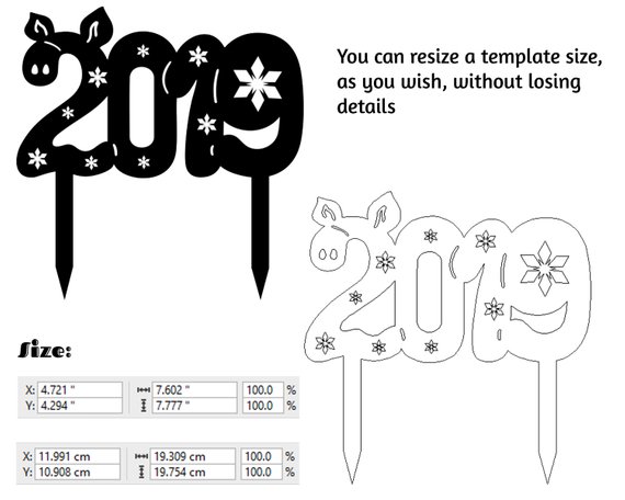 570x456 Cake Topper Vector Template New Year Cake Topper Chinese