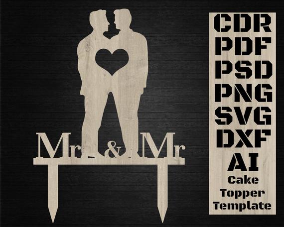 570x456 Mr And Mr Cake Topper Template Decor For Cake Laser Cut Cake Etsy