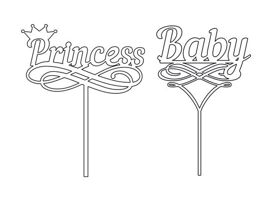570x403 Cake Topper Princessabytopper Vector Set Packtopper Happy Etsy