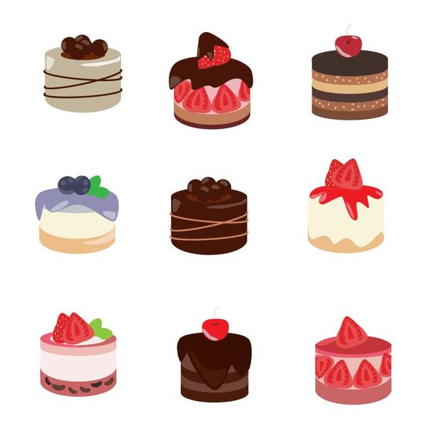 600x605 Cute Small Cake Vector Set Free Download