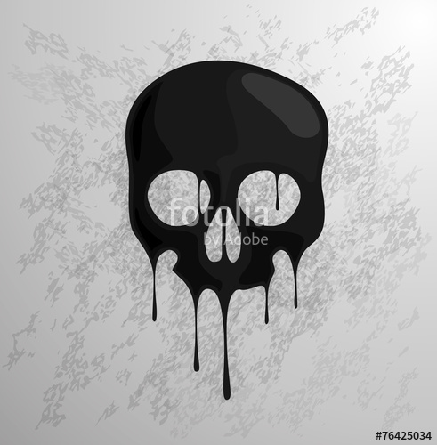 491x500 Silueta De Calavera Negra En Gotas Stock Image