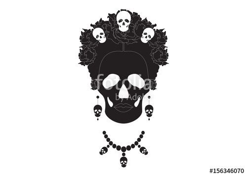 500x357 Skeleton, Portrait Of Mexican Catrina With Skulls And Flowers