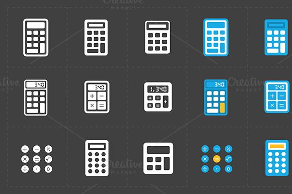 580x386 Vector Calculator Icons Set