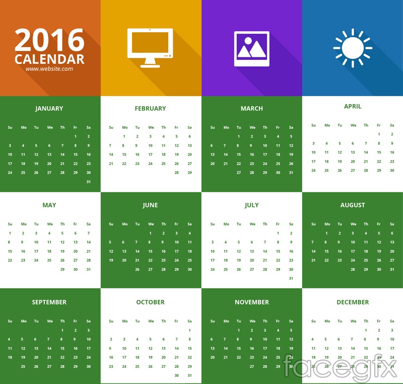 Calendar 2016 Vector Free At Vectorified.com | Collection Of Calendar ...