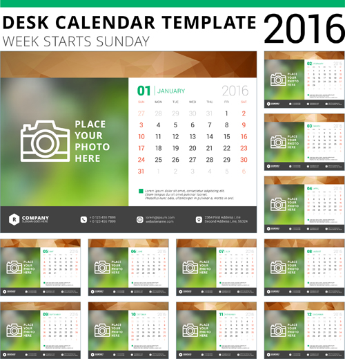 500x519 Desk Calendar Template Vector Material Free Download