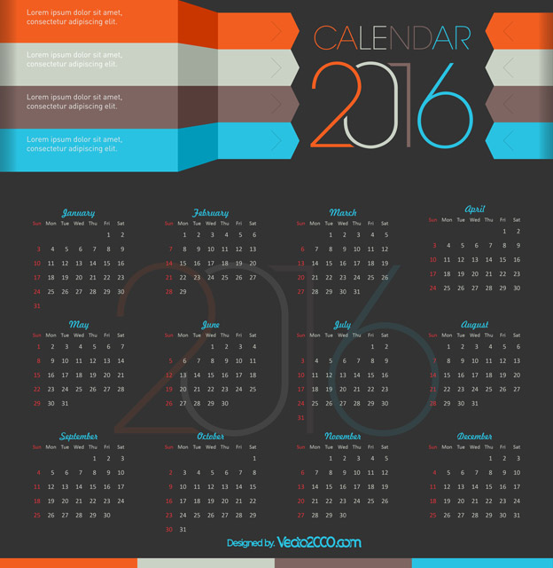624x640 Free Calendar Vector Template