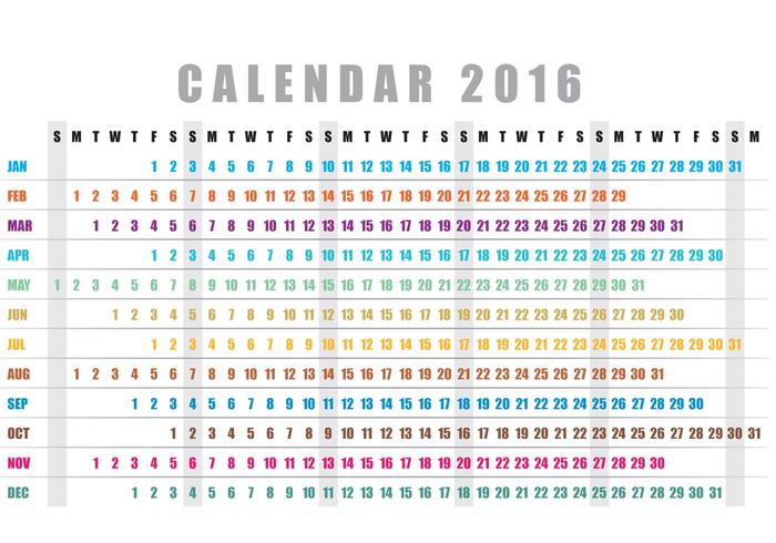 700x490 Horizontal Calendar Vector