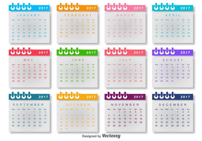 700x490 Calendar Vector Template