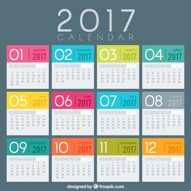 626x626 Colored Calendar Template Vector Free Download