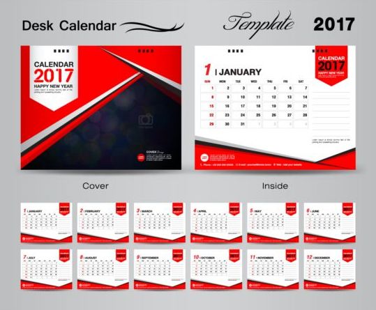 539x445 Desk Calendar Vectors Template Free Download