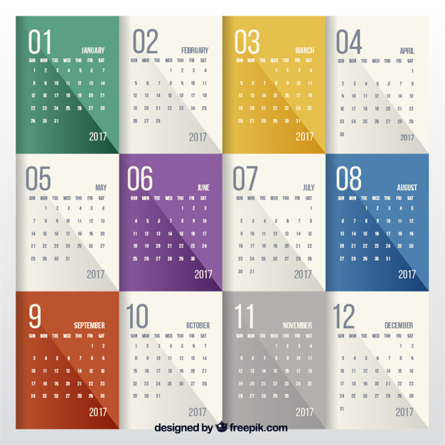 626x626 Modern Colorful Calendar Vector Free Download