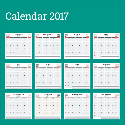 Common Wall Calendar Template Vector 501x501 Common Wall Calendar Template Vector