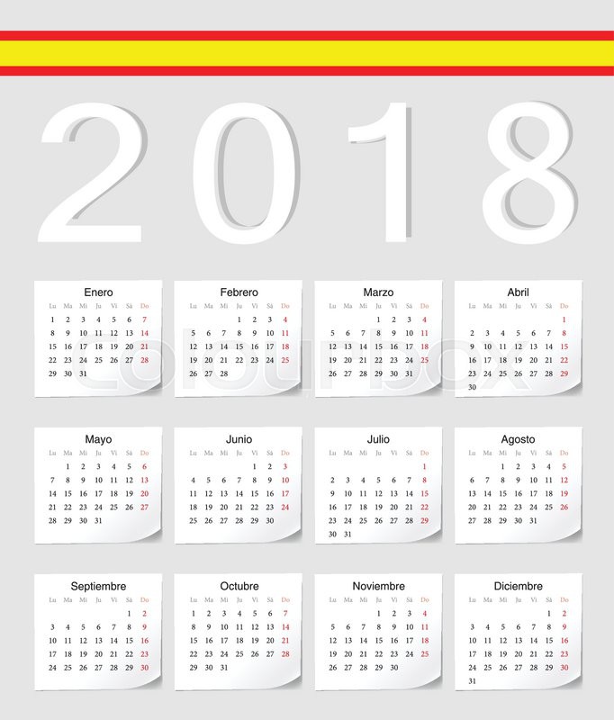 682x800 Spanish Vector Calendar With Stock Vector Colourbox