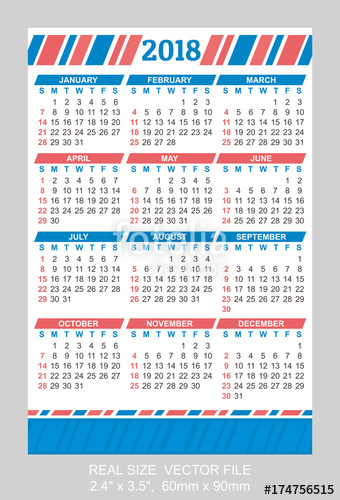 Pocket Calendar Vector, Start On Sunday Stock Image 340x500 Pocket Calendar Vector, Start On Sunday Stock Image