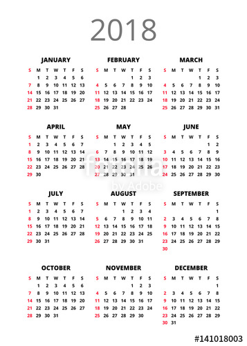 Calendar 2018 Vector Free Download at Vectorified.com | Collection of ...