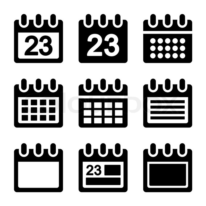 800x800 Day Calendar Elements Icons Set Stock Vector Colourbox
