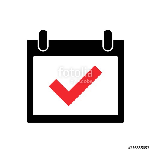 500x500 Calendar Icon Vector Calender Symbol, Red Tick Stock Image