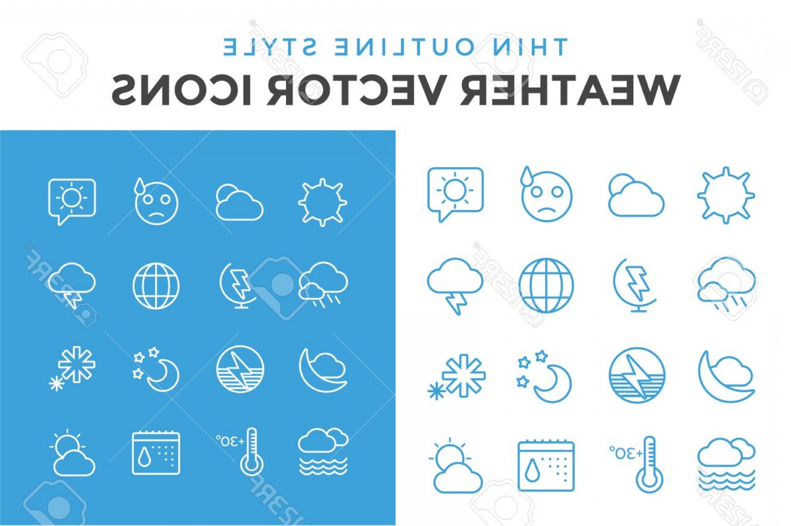 1560x1038 Photostock Vector Weather Icons Outline Set Moon Sky Wind Cloud