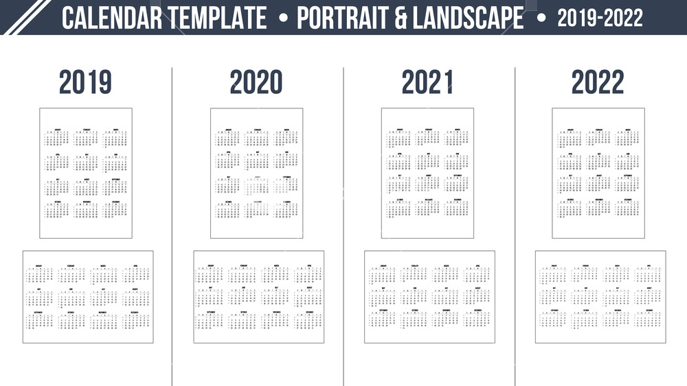 1000x563 Calendar Grid For Year On White Background Portrait