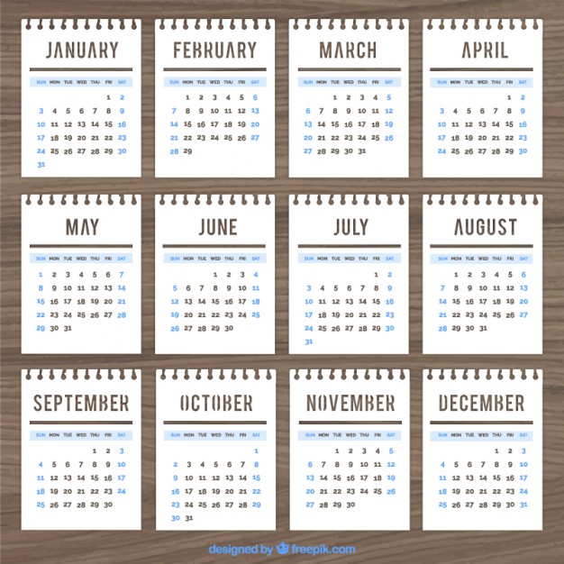 626x626 Calendar Template In Notebook Style Vector Free Download