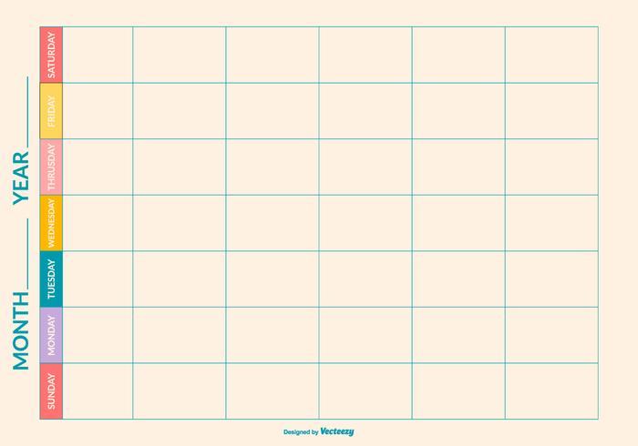 700x490 Weekly Calendar Template Vector