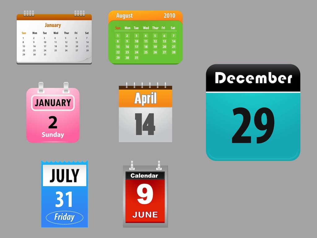 1024x768 Calendars Vectors