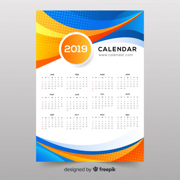 626x626 Colorful Abstract Shapes Calendar Vector Free Download