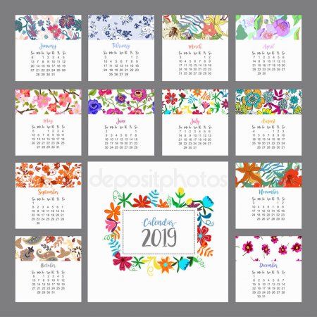 Calendario Calendario Floral Con Flores De Colores Vector 450x450 Calendario Calendario Floral Con Flores De Colores Vector