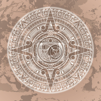 400x400 Vector Circular En El Estilo De La Piedra Calendario Azteca